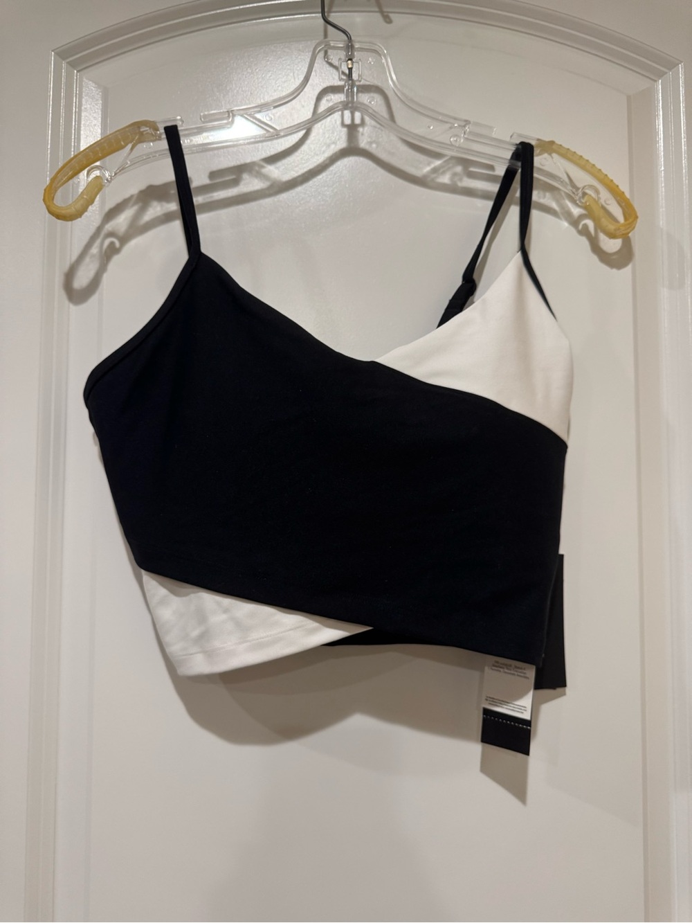 Women’s Black & White Asymmetrical Spaghetti Strap Tank